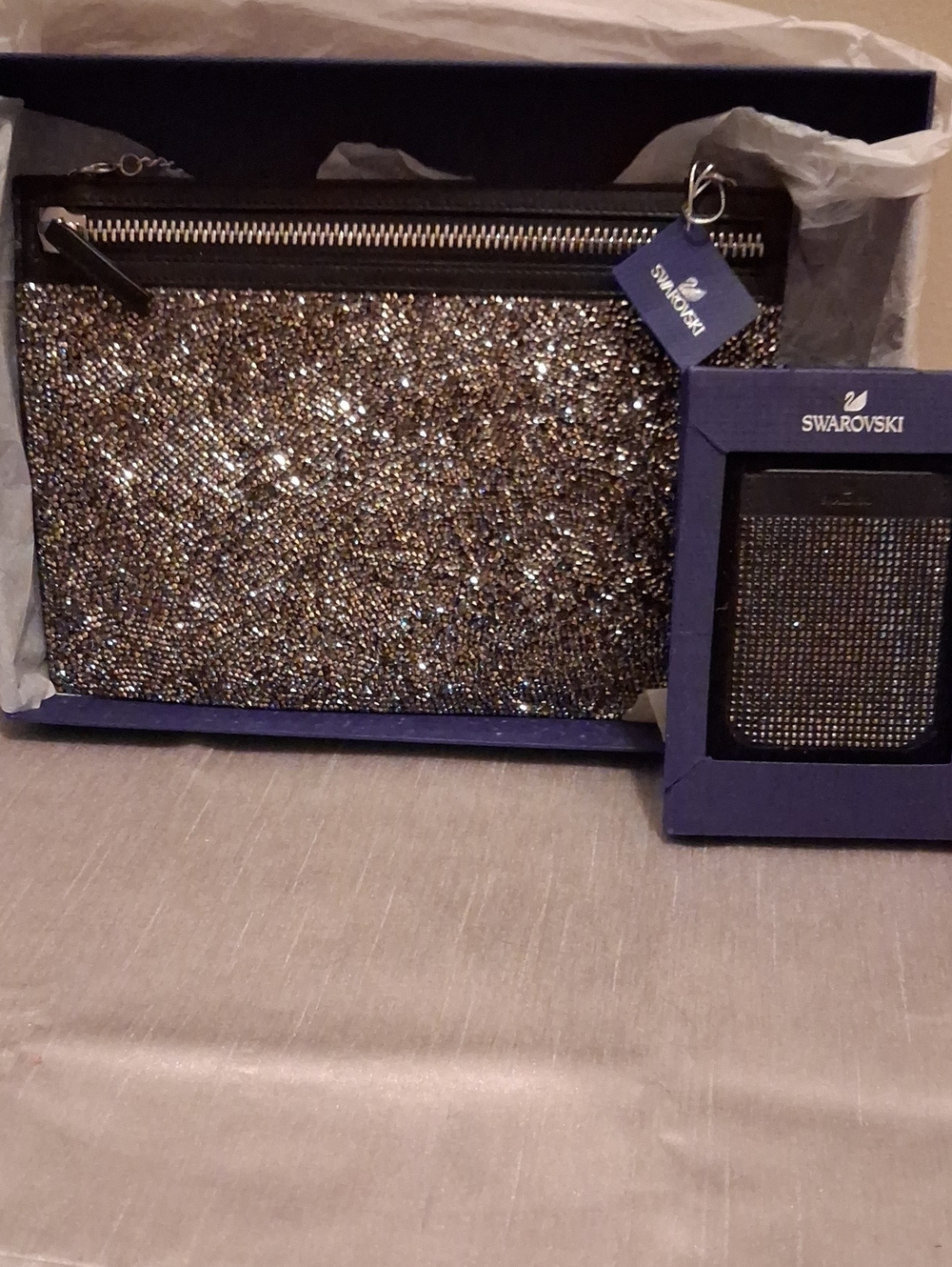 Sawarovski Crystals Evening Bag And matching Cc Wallet.